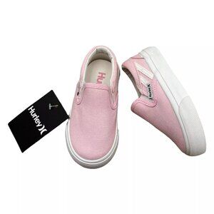 Hurley Toddler Girls Casual Slip-on Shoes Size 7 Light Pink White Canva Upper